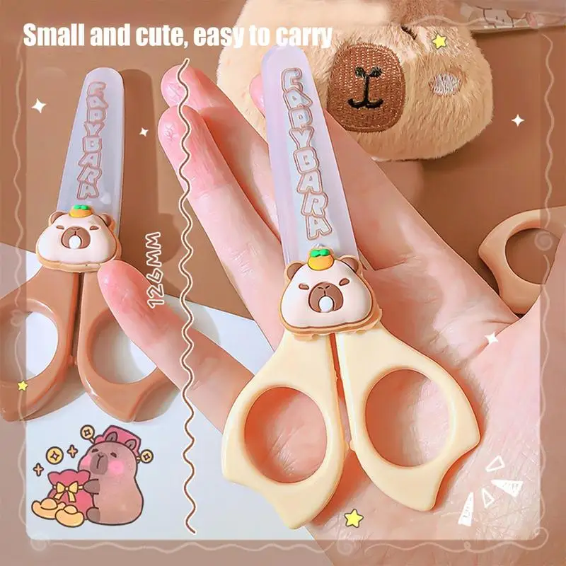Cute Scissors Cute Capybara Round Tip Safety Scissors For Kindergarten Children Activities Supplies Anti-Slip Handle Students