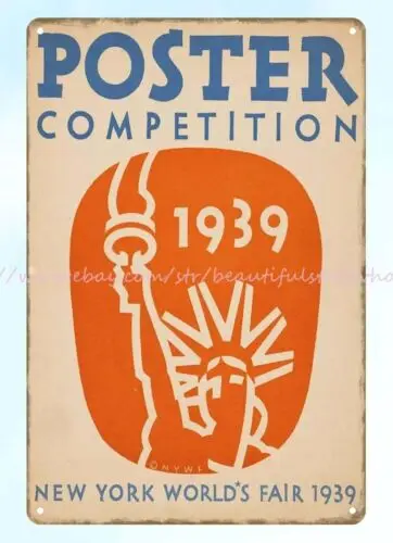 1939 Poster Competition New York Worlds metal tin sign home kitchen art prints