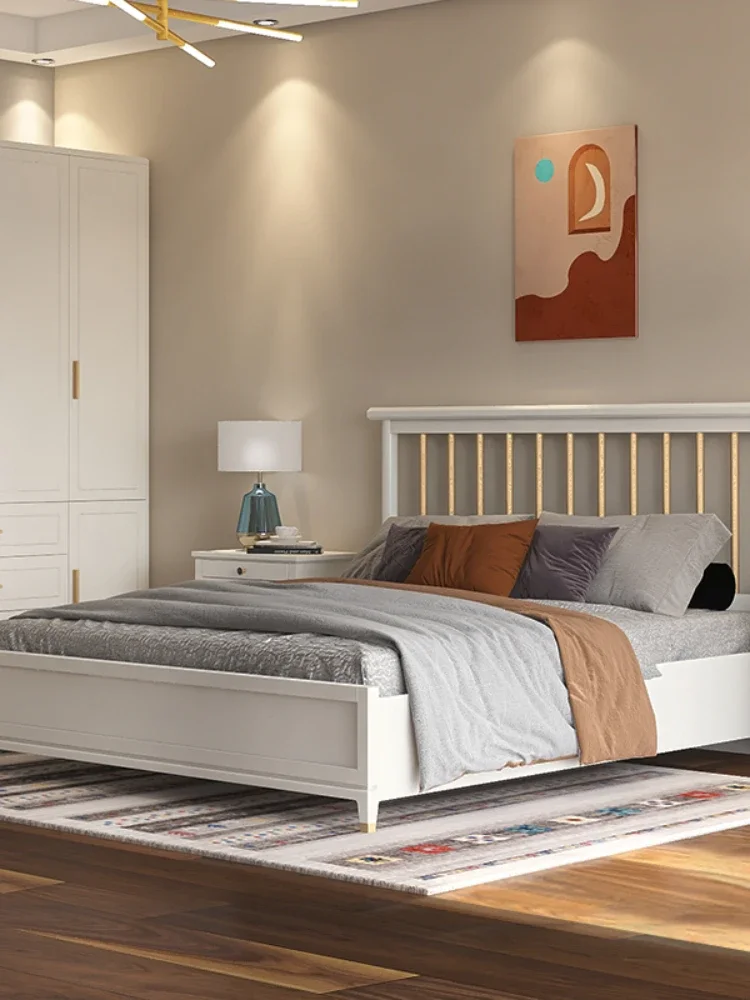 YY Modern American Solid Wood Storage Bed Affordable Luxury Style Master Bedroom Double