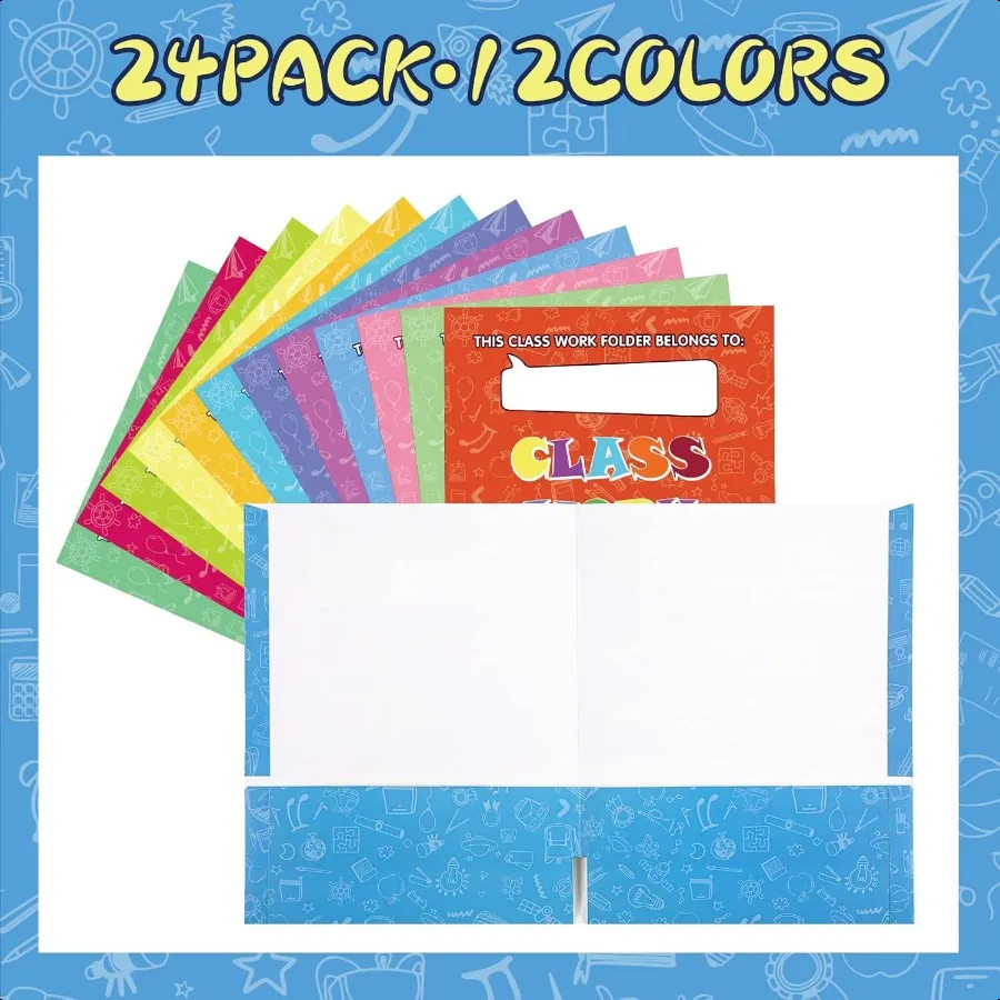 24 cartelle tascabili per studenti, portafoglio sfuso, cartelle per la casa, regali per l'aula, l'home office, studenti, insegnanti, carte scolastiche