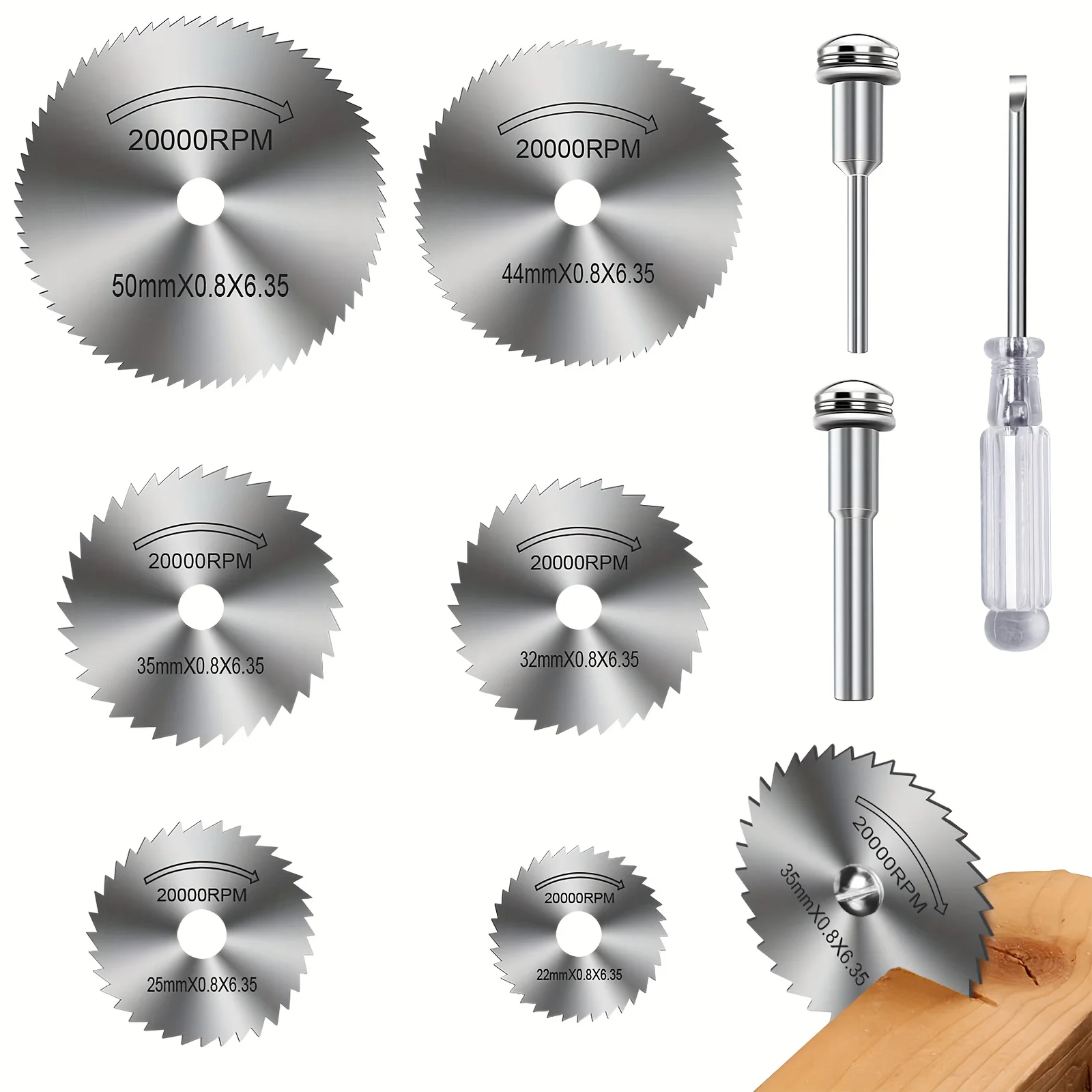 

9pcs Rotary Tool Cutting Wheel Set HSS Saw Disc Blades 1/8' & 1/4' Shank Wood Plastic Aluminum Cutting Set with Screwdriver