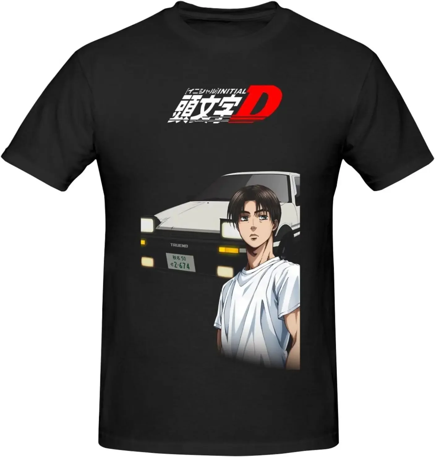 Initial D Men's T-Shirt Basic Short Sleeve Tee Fashion Classic Anime Memory Casual Top