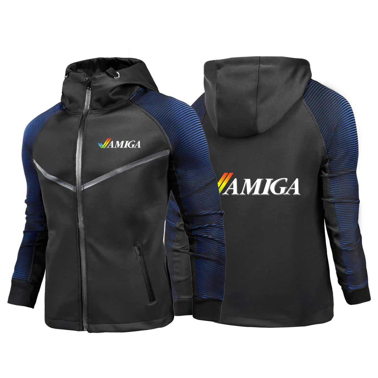 

Commodore Amiga Print 2025 Spring And Autumn Men Long Sleeve Casual Gradient Color Popular Slim Racing Suit Tops