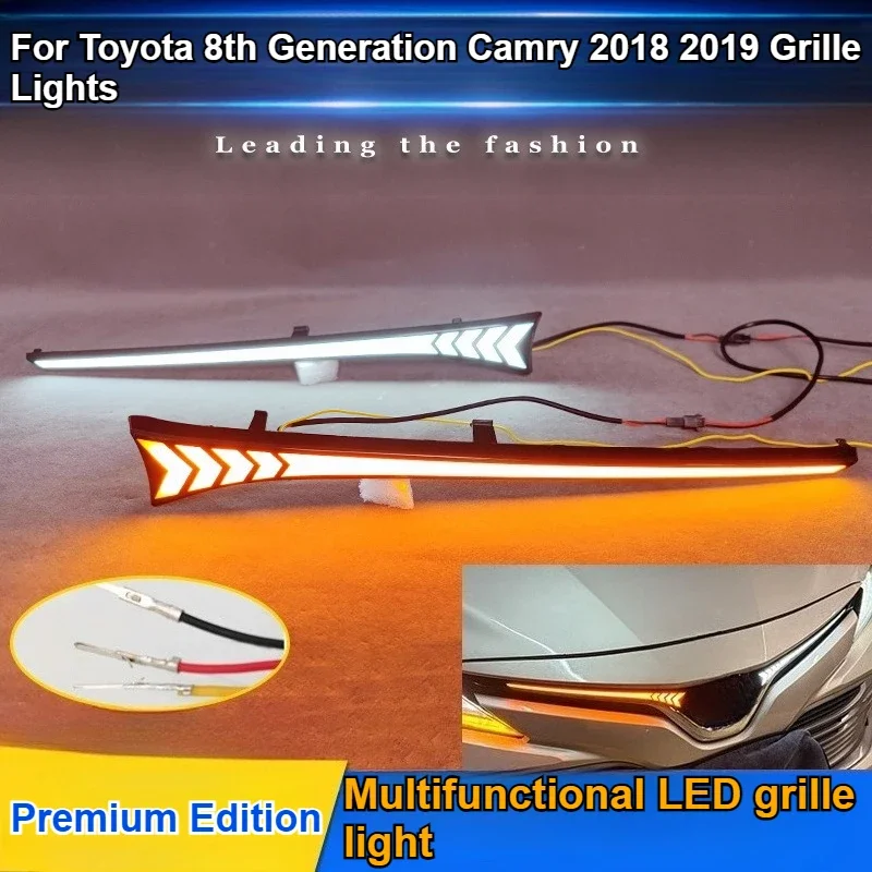 For Toyota 8th Generation Camry Elite/Leading Edition 2018 2019 Car Front Grille Light Modified LED Grille Daytime Running Light