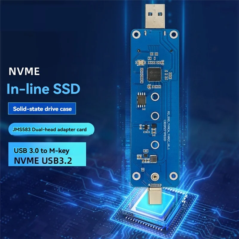 ABTS-M2 SSD Adapter Nvme Enclosure M.2 To USB3.2 Case For NVME PCIE M Key SSD NVME To USB3.0/TYPE-C Converter