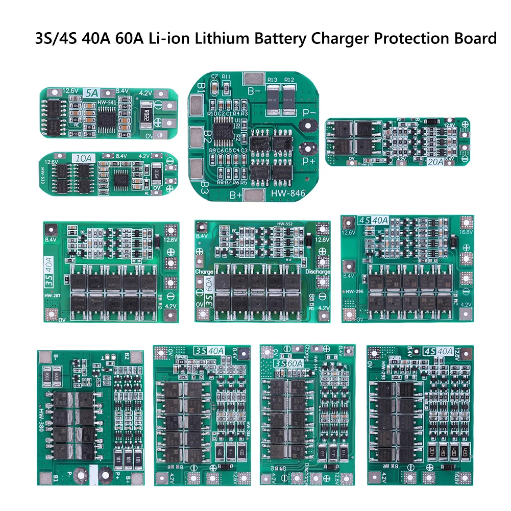 Li-ion Lithium Battery Charger Protection Board 3S/4S 5A 10A 20A 25A 40A 60A Board Module for Drill Motor