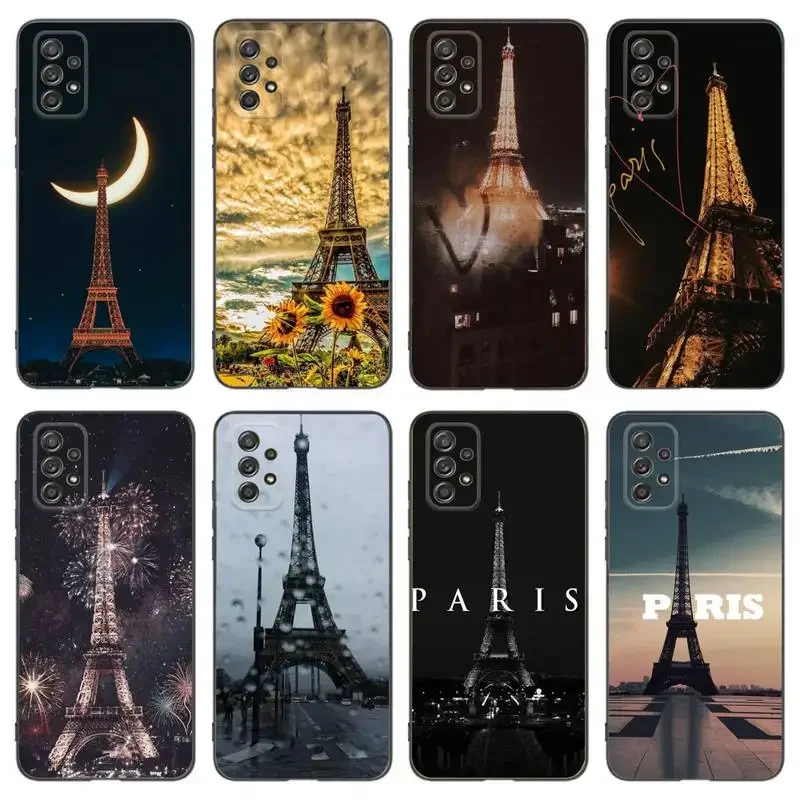 Paris Eiffel Tower Handy hülle für Samsung A91 80 70 53 42 32 30 20 a50 30s 50s 21s 20s A20e schwarze Hülle