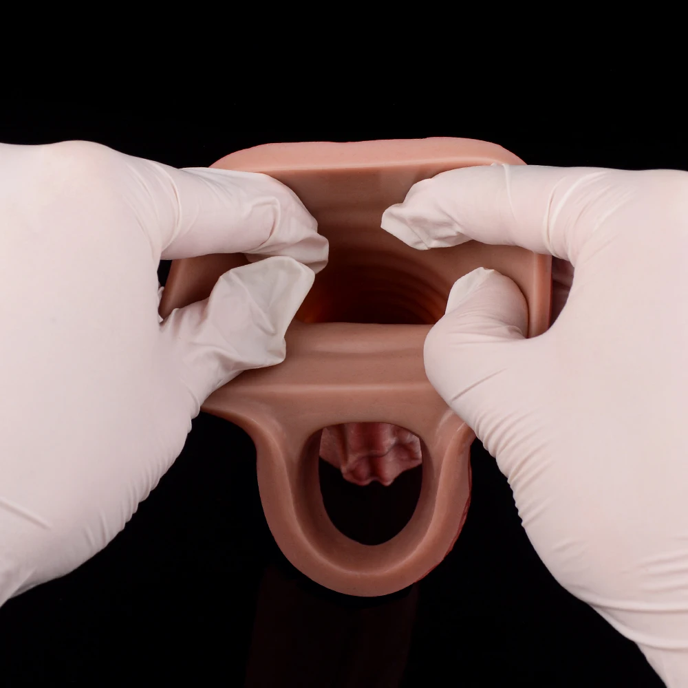 ORALSX 10 أنماط سيليكون واقعية مفتوحة نهاية القضيب كم مع تأخير القذف الجنس لعب الذكور غطاء الديك ديك المكبر #5