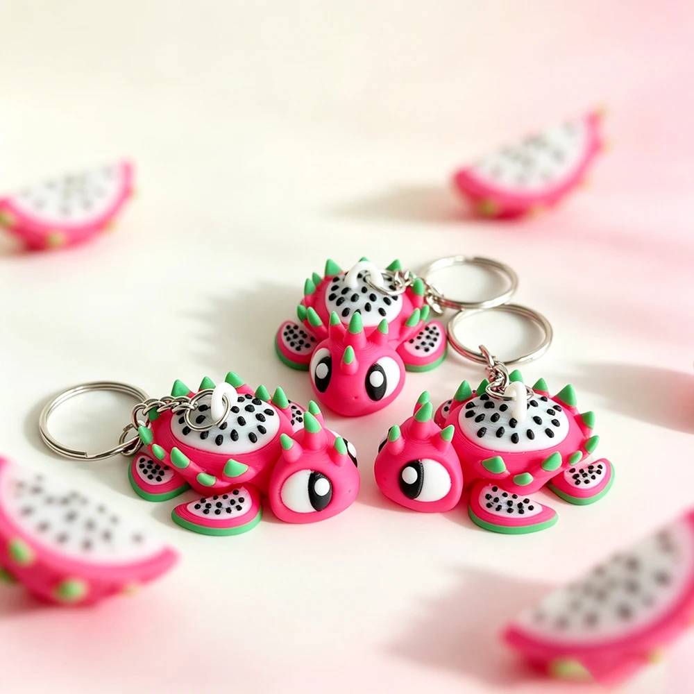 3d Printing Dragon Fruit Turtle Keychain Fantasy Theme Design, Movable Backpack Pendant, Mobile Phone, Car, Etc