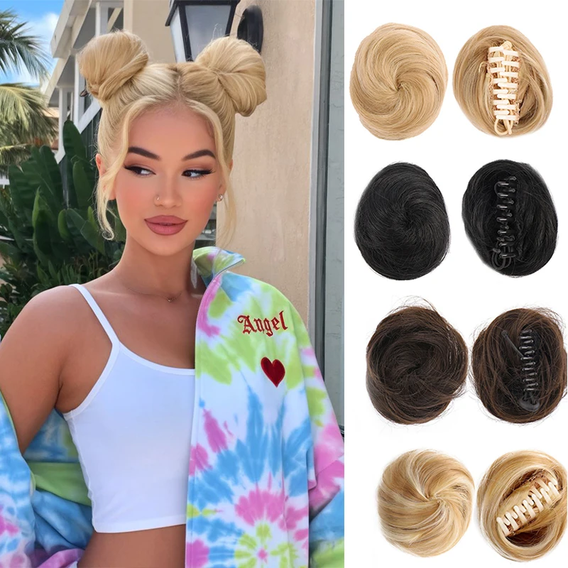 

2Pcs Elegant Mini Claw Clip Hair Bun Extensions Messy Curly Clip in Hair Buns for Women Synthetic Messy Clip Updo Bun Daily Use
