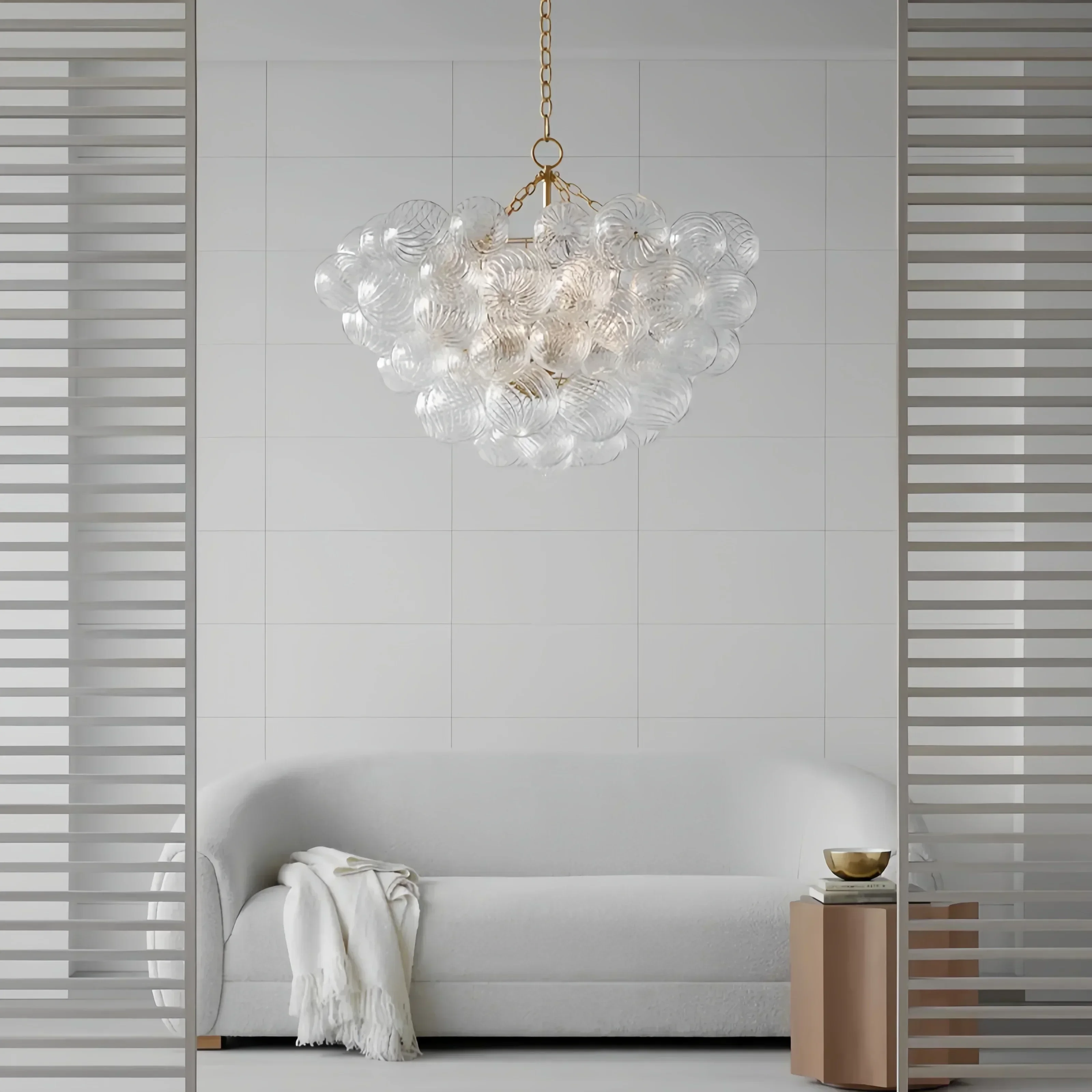 Nordic Modern Glass Bubble Hanging Chandeliers Large Foyer Round Ceiling Lamps Pendant Led Lights Ceiling Chandelier Dining Room