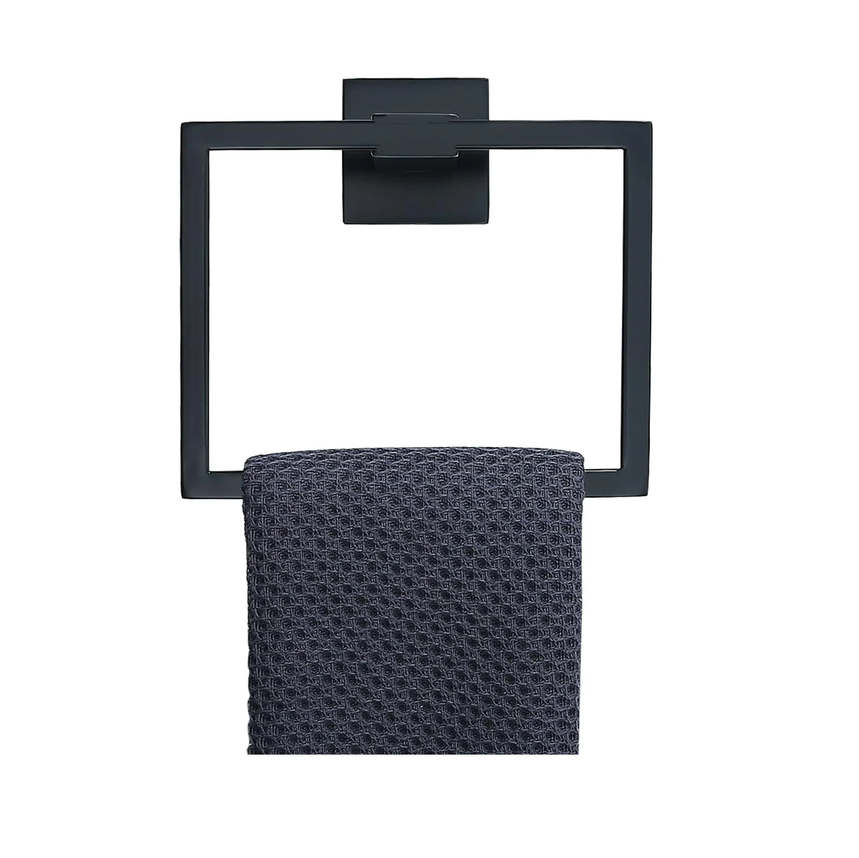 Black Towel Ring Modern Square Hand Towel Bar Towel Holder for Bathroom Wall Mount Stainless Steel High Quality