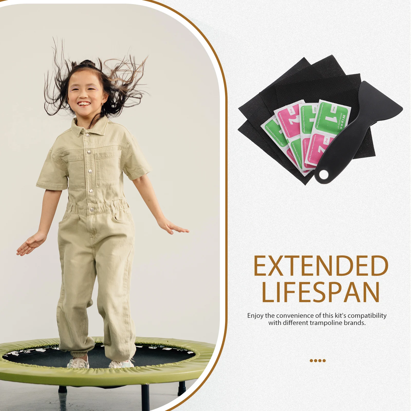 

1 set 1 Set Patch Kit Square Mat Hole Fixing Tools With Scraper Glue For Repair Kit Trampoline Mat Repair