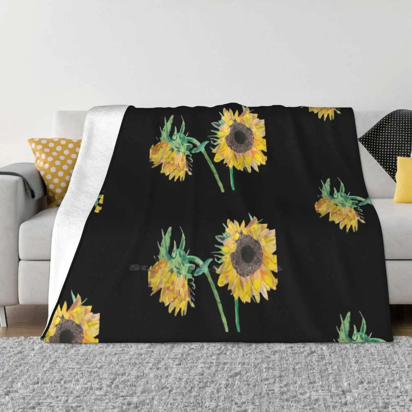 Sunflowers By Ash Top Quality Comfortable Bed Sofa Soft Blanket Sunflowers Original Art Independent Artist Bright Colourful