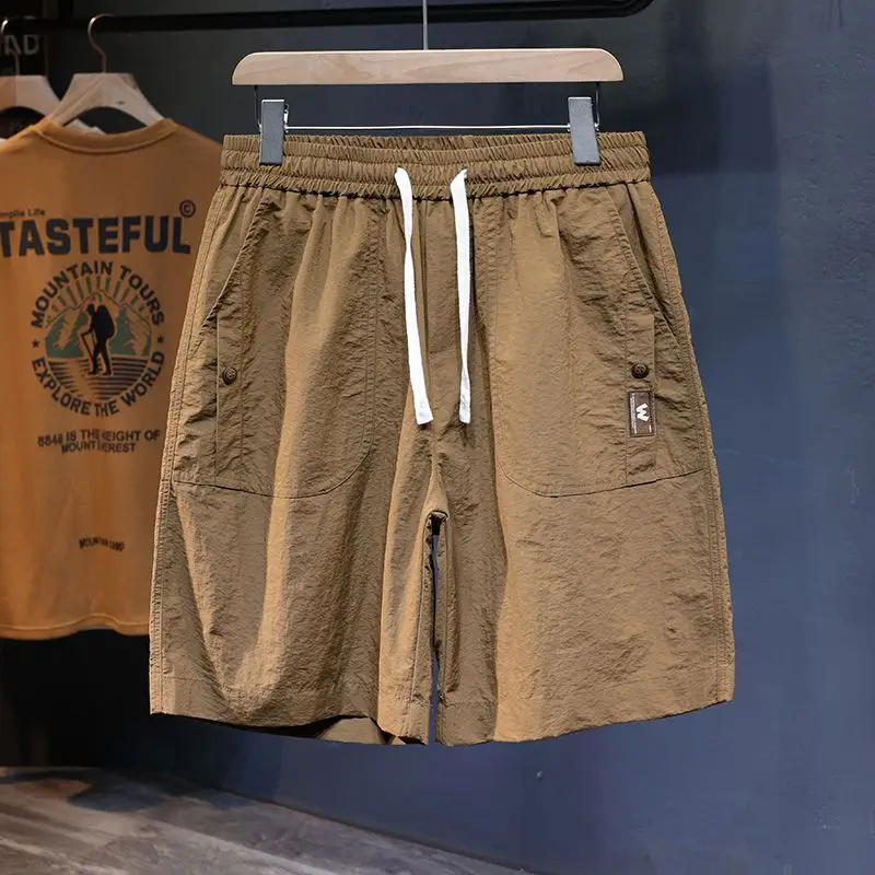 Men's 100% Polyamide Casual Shorts Elastic Drawstring Waist Loose Fit Quick Dry Outdoor Beach Shorts Multi‑Pocket Streetwear Mal