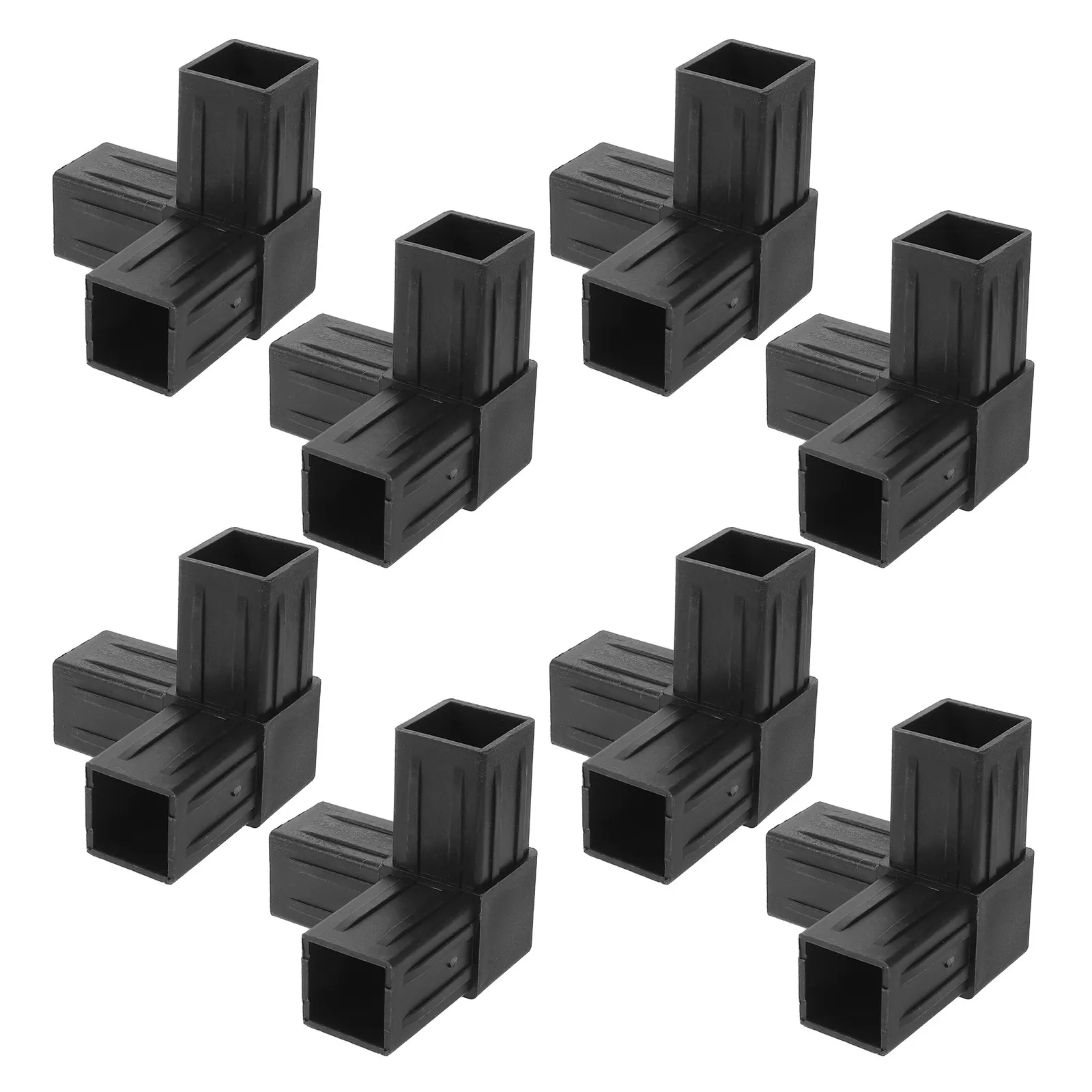 8Pcs Square Tube Plastic Corner Connector Heavy Duty 3-Way Tee Fitting Air Conditioner Mount Bracket Frame Assembly Right Angle