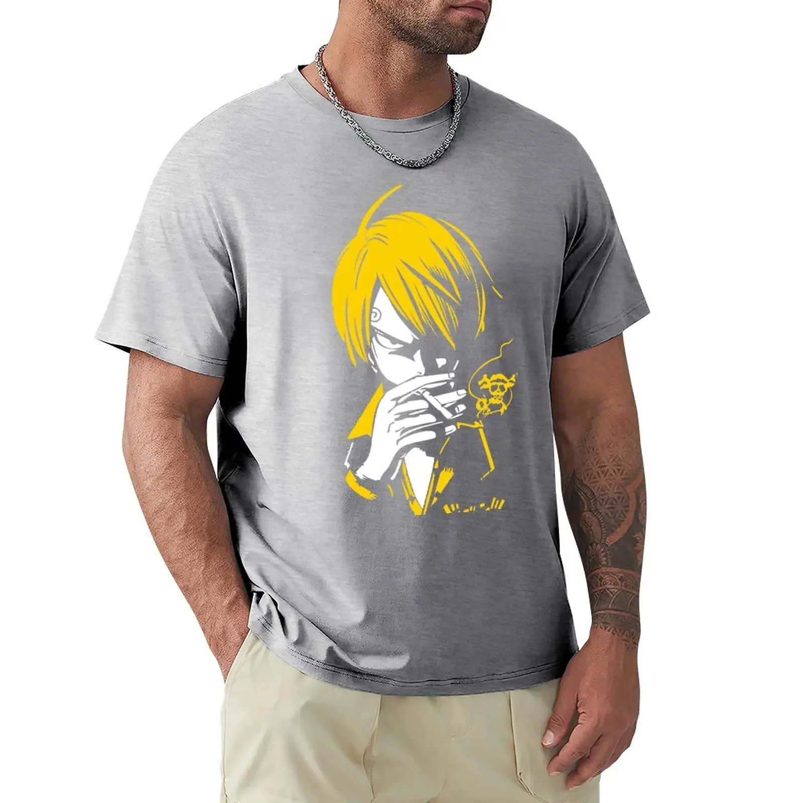 fashion manga fashion mens t-shirt smokey sanji T-Shirt vintage t shirt black  men's short sleeve t shirts graphic  Unisex tops