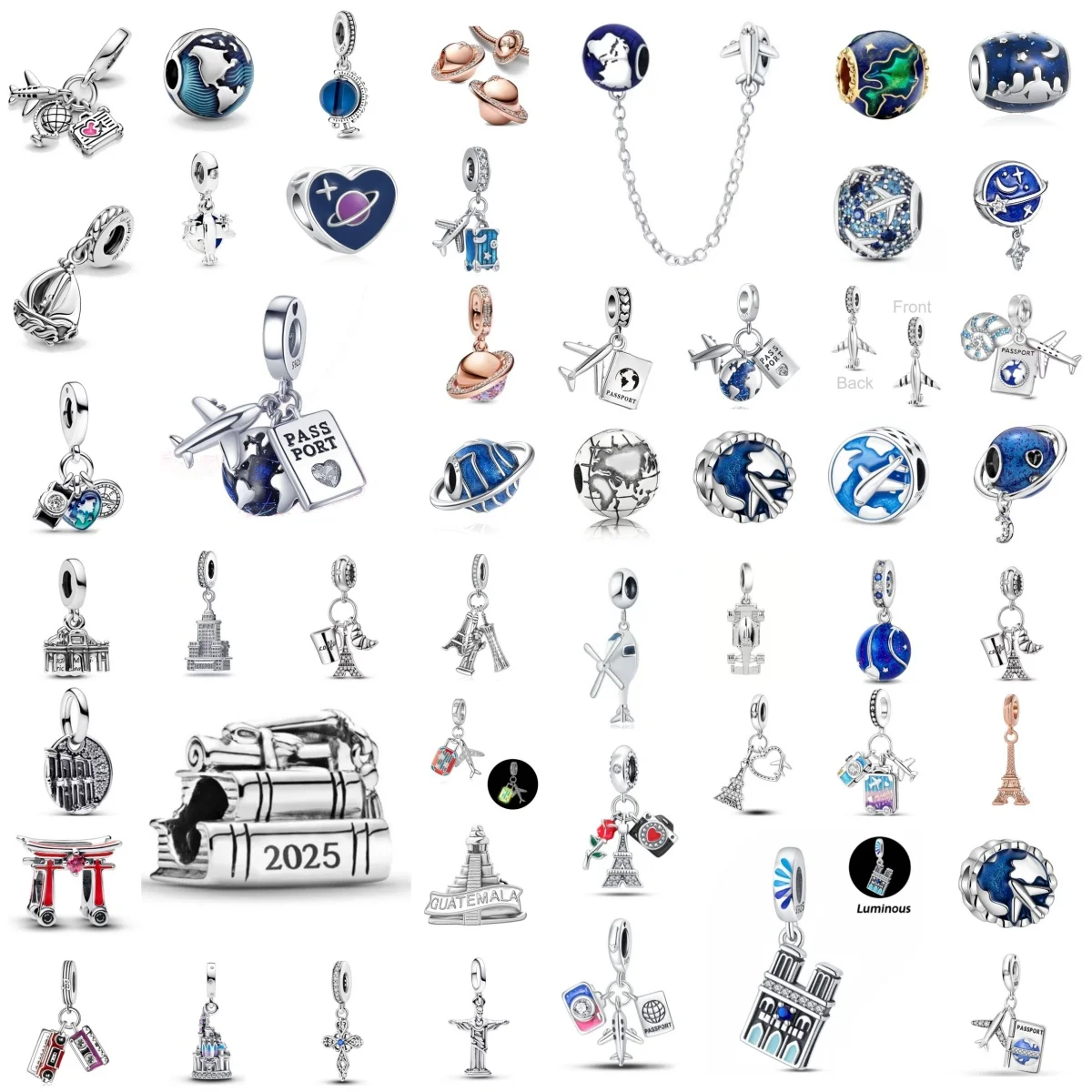 

2025 Fit European Bracelet DIY Pendant Women's 925 Silver Enchanting Iron Tower Airplane Travel Pendant Exquisite Jewelry Gift