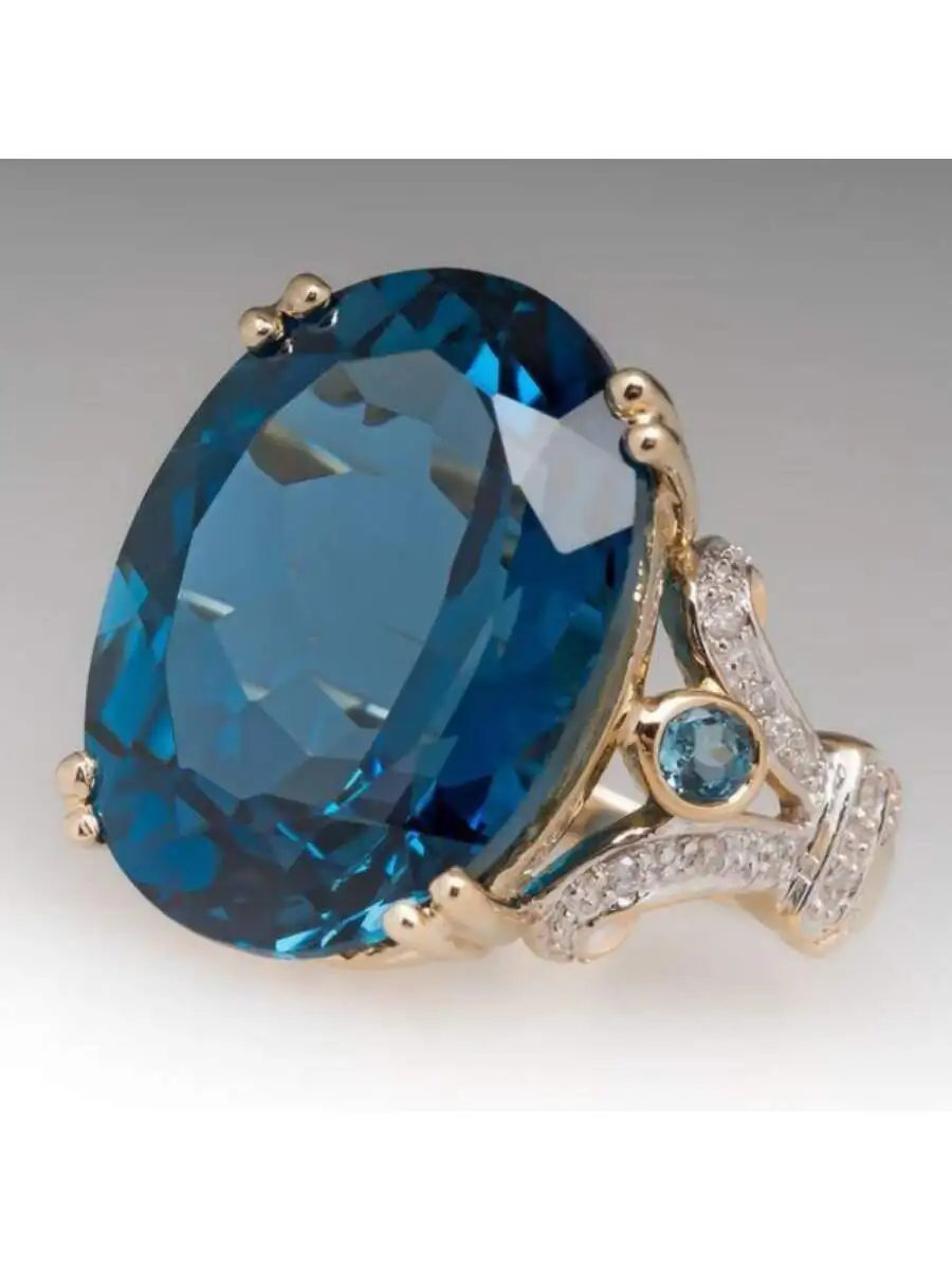 

Oval Blue Crystal Fashion Cocktail Ring For Women Daily Casual Party Wear