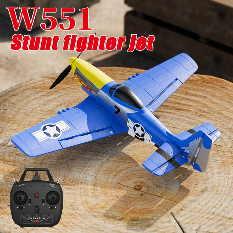 

RC Plane P51 Mustang 2.4G Radio EPP Foam 4CH 6 Axis 410MM Wingspan RC Fighter One Key Aerobatic RTF Aircraft Toys