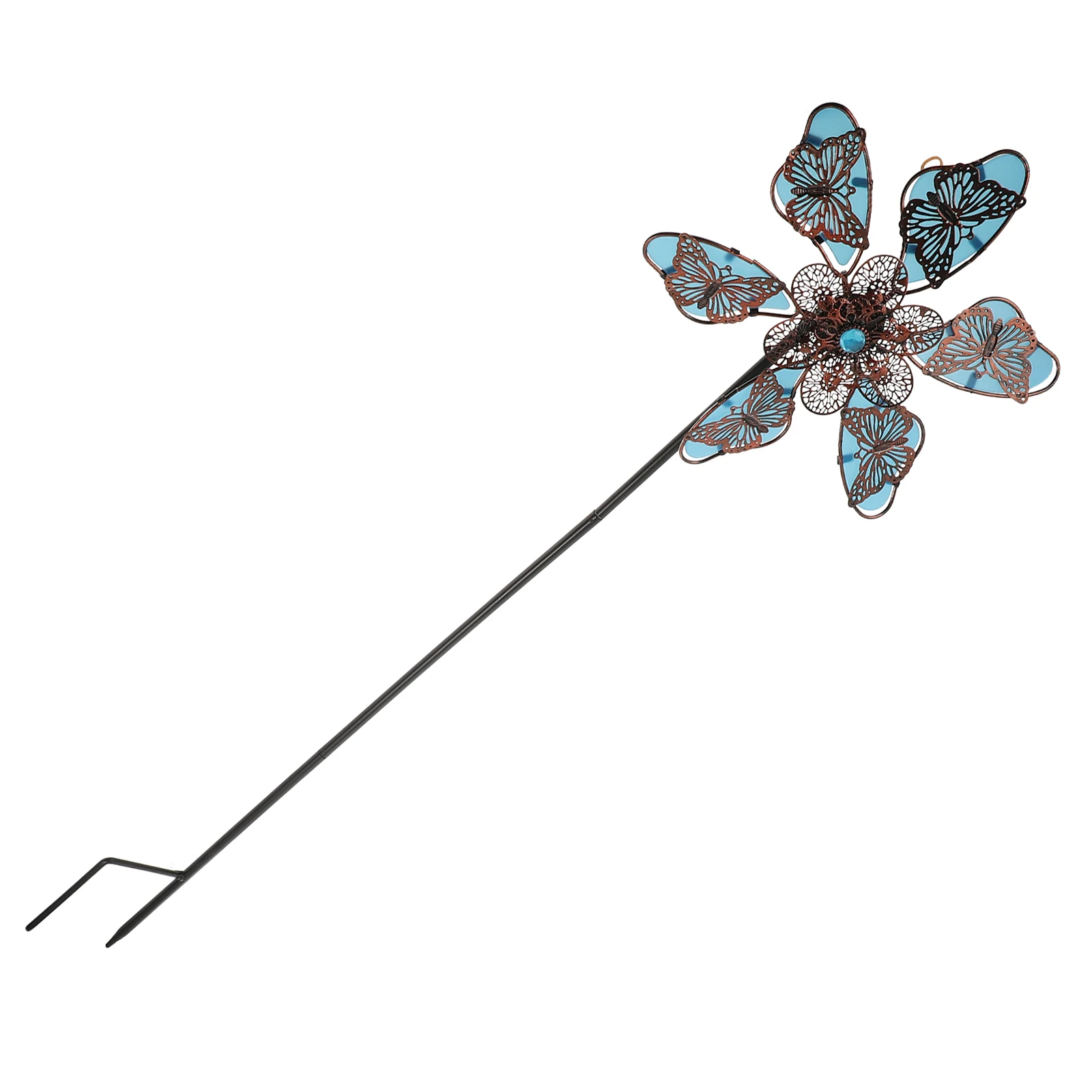 

Luminous Butterfly Ornaments Iron Windmill Garden Decor Metal Yard Weather Resistant Rotating Design Sculpture