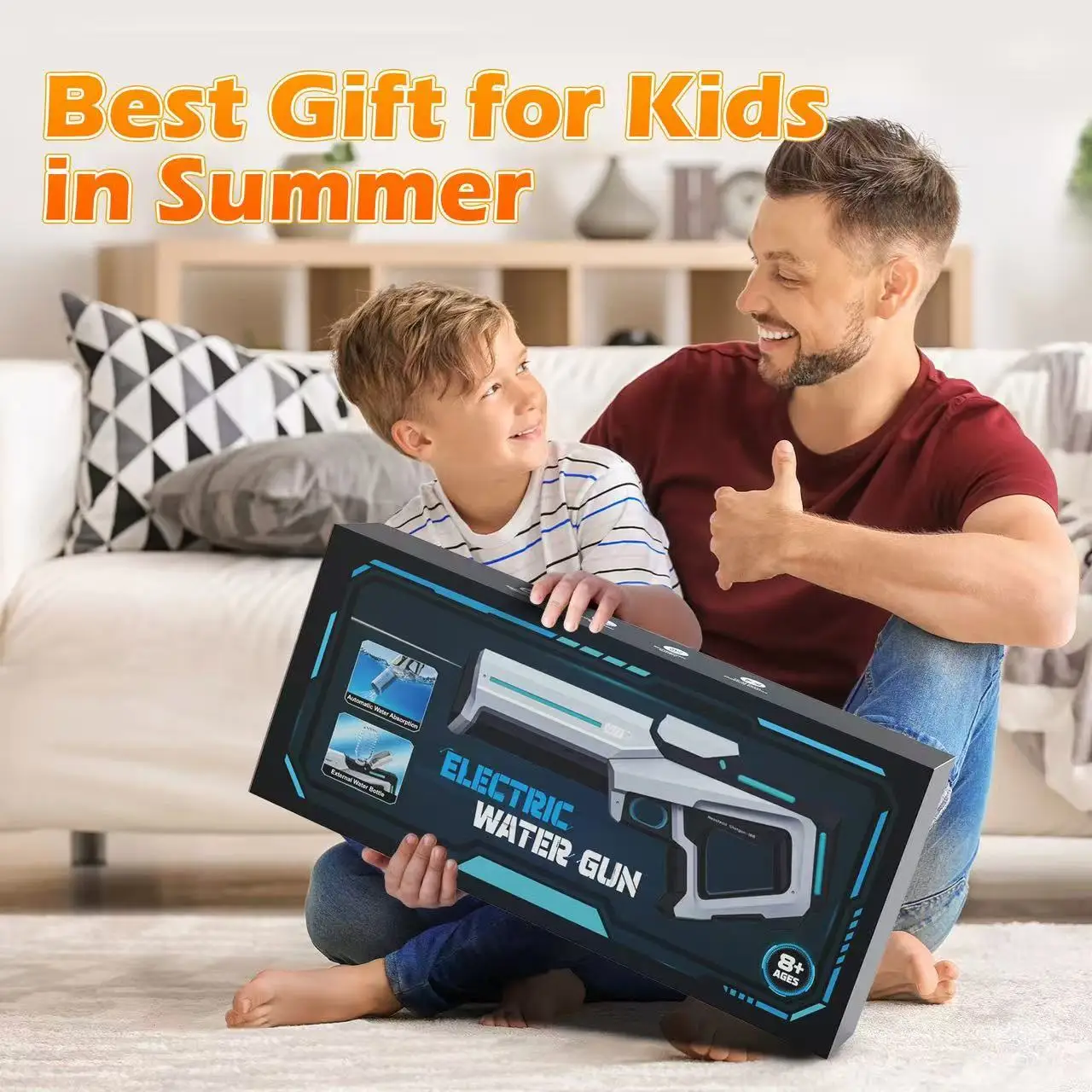 Nieuw elektrisch waterpistool – Automatisch continu afvuren, zelfaanzuigend, puls, grote capaciteit, waterdicht, trendy knipperend waterbl