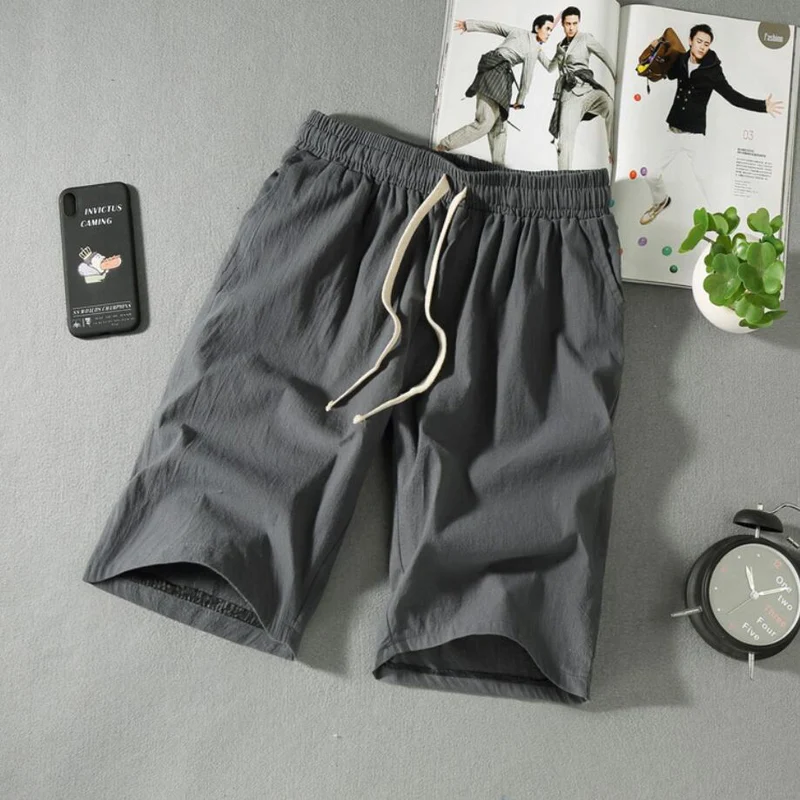 Large size 15XL 200KG Mens Shorts Summer Cotton Linen Shorts Classic Casual Beach Shorts Drawstring High Elastic Waist 12XL 13XL