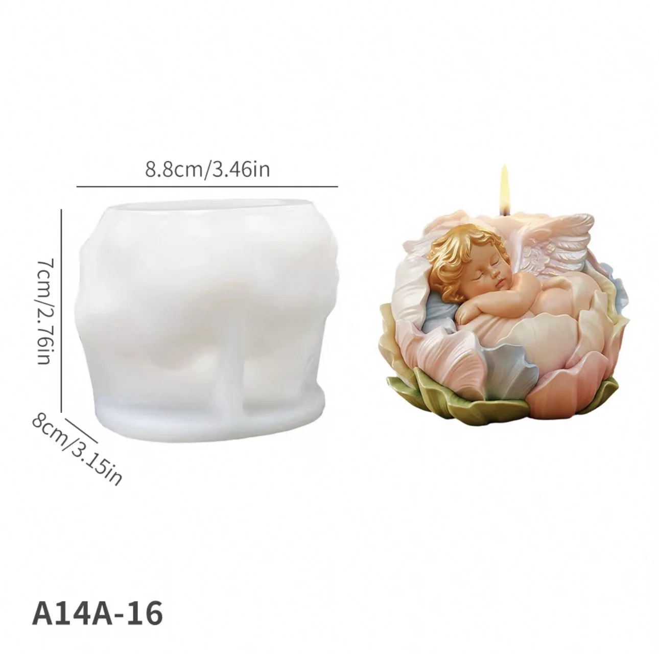 Molde de vela de aromaterapia para bebé, flor de Ángel, adornos de resina para coche, molde de goteo de yeso