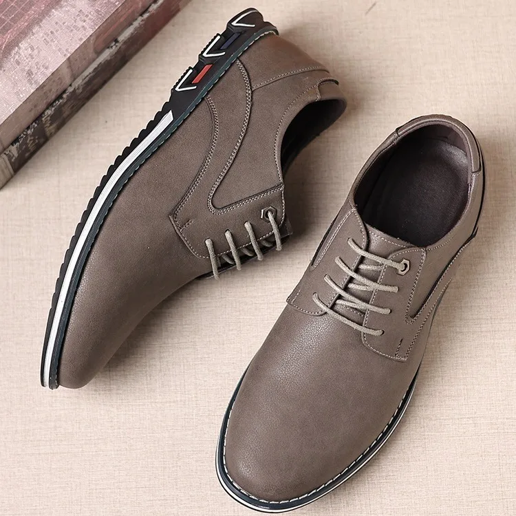

New Large-sized Men Shoes Fashionable Lace-up Leather Shoes Business Casual Breathable Loafers Low-top Comfortable Formal Shoes