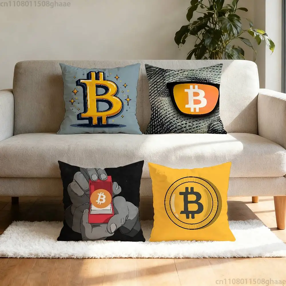 Bitcoin Cryptocurrency Btc pillowcase casual style decoration, suitable for home decoration (excluding pillow core)