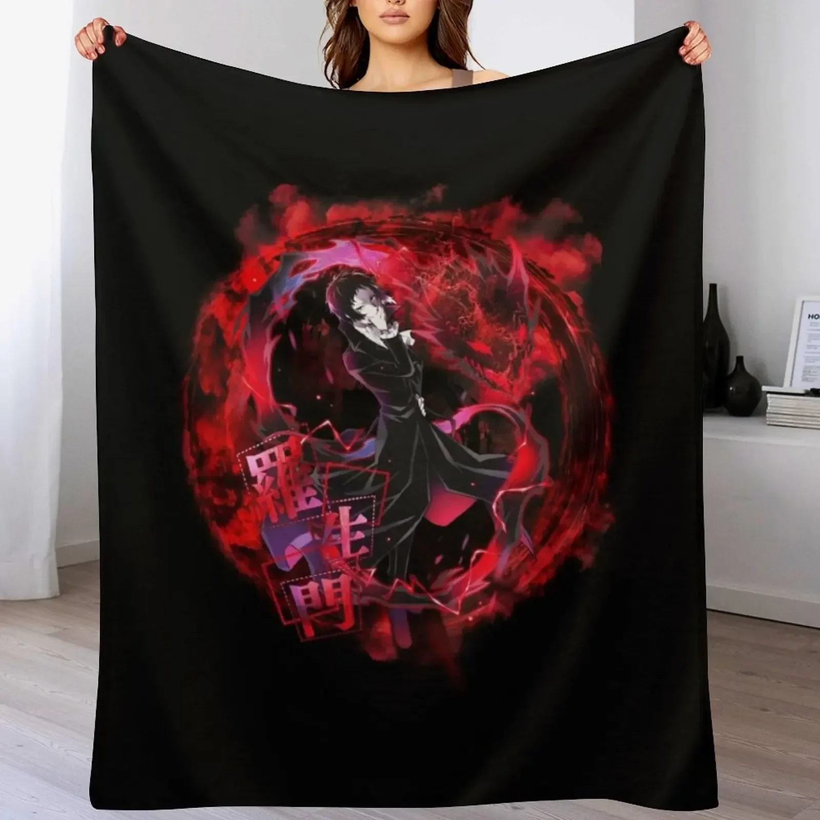 Akutagawa Ryuunosuke red / black Throw Blanket Warm Soft Big Blankets