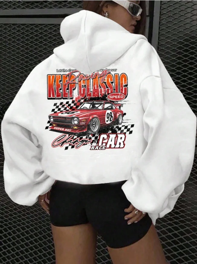 

New Autumn and Winter Hoodie Y2K American Street Ins Car Lazy Casual Style 3D Printed Oversized Women's Adult and Children's Top