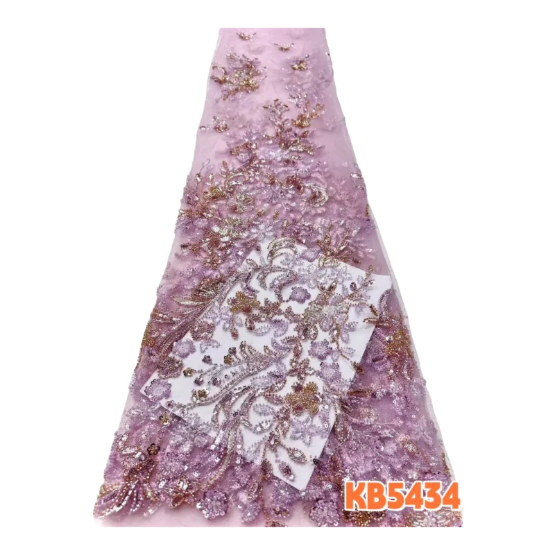 

Африканская кружевная ткань, 5 ярдов, высокое качество, 2026, изумрудно-зеленая кружевная ткань с бисером, французская ткань с пайетками для свадебного шитья KB5434