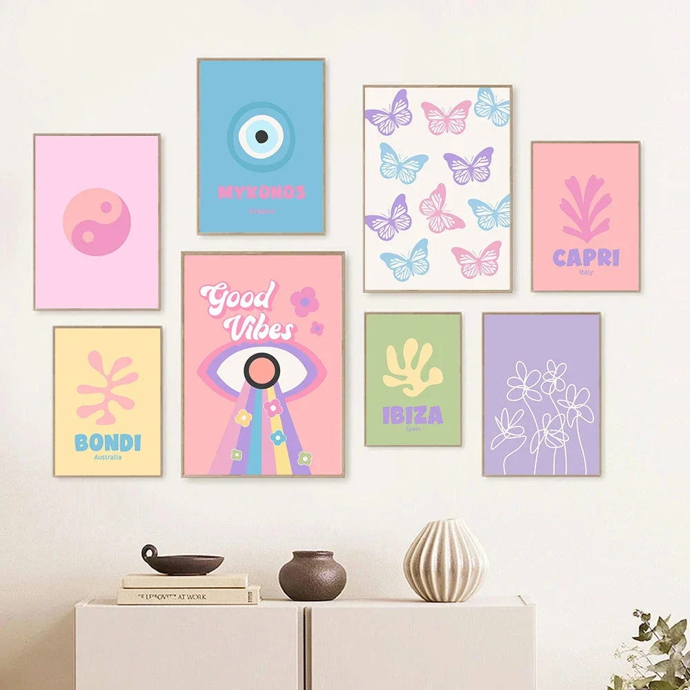 

Bondi Leaf Coral Butterfly Eye Ibiza Wall Art Canvas Painting Nordic Posters And Prints Pictures Living Room Bedroom Home Decor