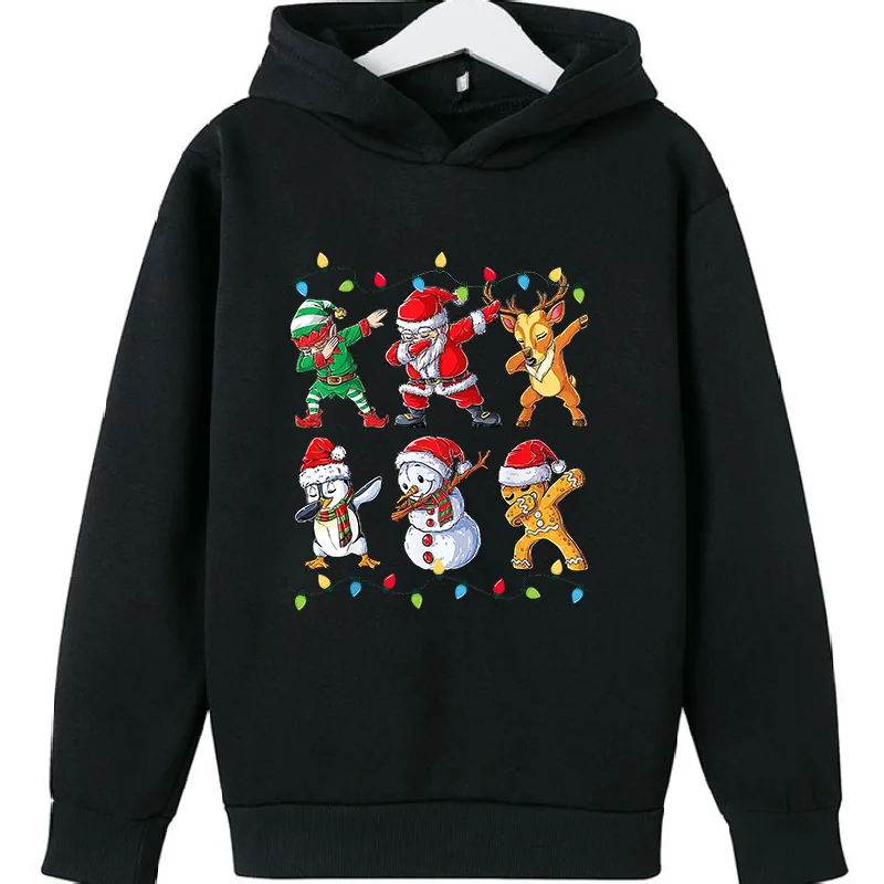 

Christmas Dance Children's Hoodies Hoodie Pullover Boys and Girls Outdoor Sports Leisure Autumn and Winter Fleece Kids Clothes