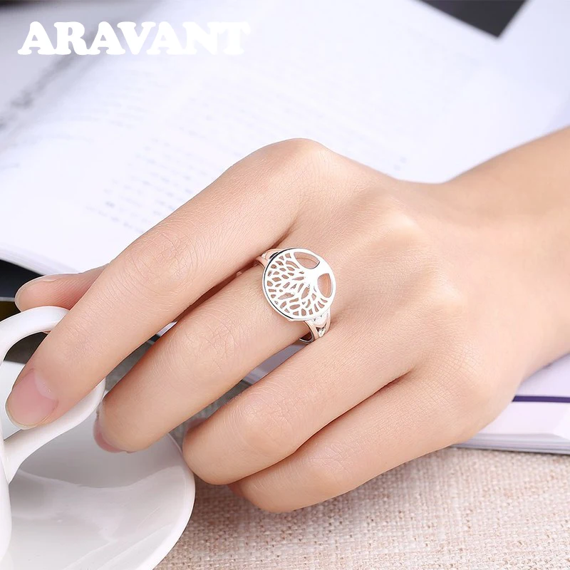 Aravant 925 Silver Tree Of Life Rings For Women Fashion Jewelry