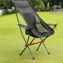 Ultralight Folding Camping Chair High Back Camping Chair Outdoor Camping Beach Picnic Fishing Black