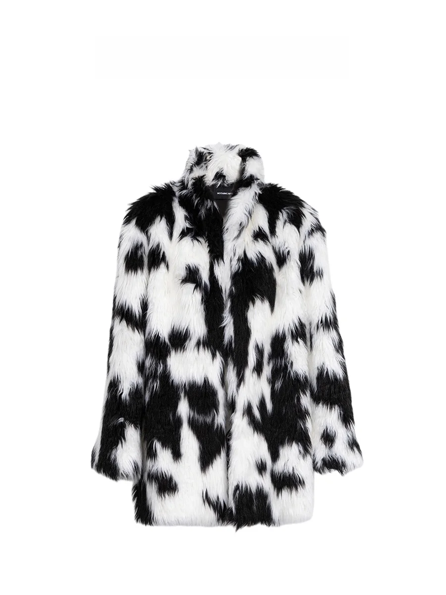 

Эко-шуба Ele Sle NOTING NINE из хлопка с длинными рукавами, утепленная, зимняя, с высокой талией, V-образным вырезом, на открытом подоле