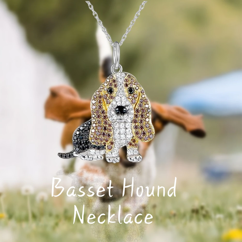 Collar con colgante de Basset Hound de dibujos animados para mujer, joyería exquisita, accesorios de fiesta, regalo de cumpleaños para amantes de los perros