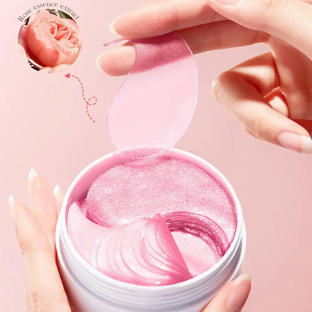 Masque pour les yeux à l'acide hyaluronique à la rose, patchs anti-cernes, hydratant, anti-déformable, soins pour la peau, 60 pièces