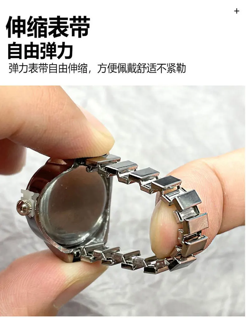 Reloj de cuarzo para dedo, banda elástica de calidad, relojes de aleación, anillos para hombre y mujer, reloj de joyería, anillo de reloj redondo Vintage de cuarzo para hombre y mujer