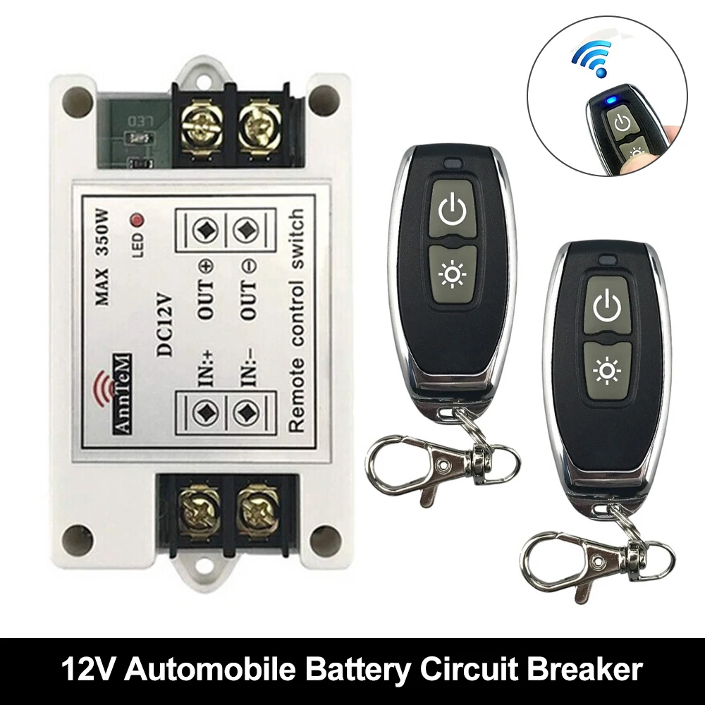 12V car battery circuit breaker main switch power switch car with two wireless remote controls obd2 car accessories