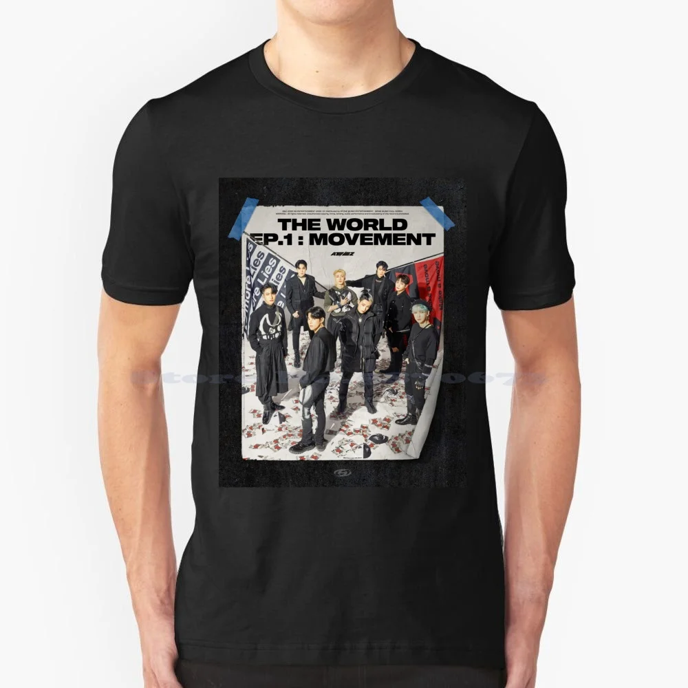 Ateez The World Ep.1 : Movement Group T Shirt 100% Cotton Tee Kpopgroup Ateez Movement Ateez The World Ep 1 Atiny Kim Hongjoong