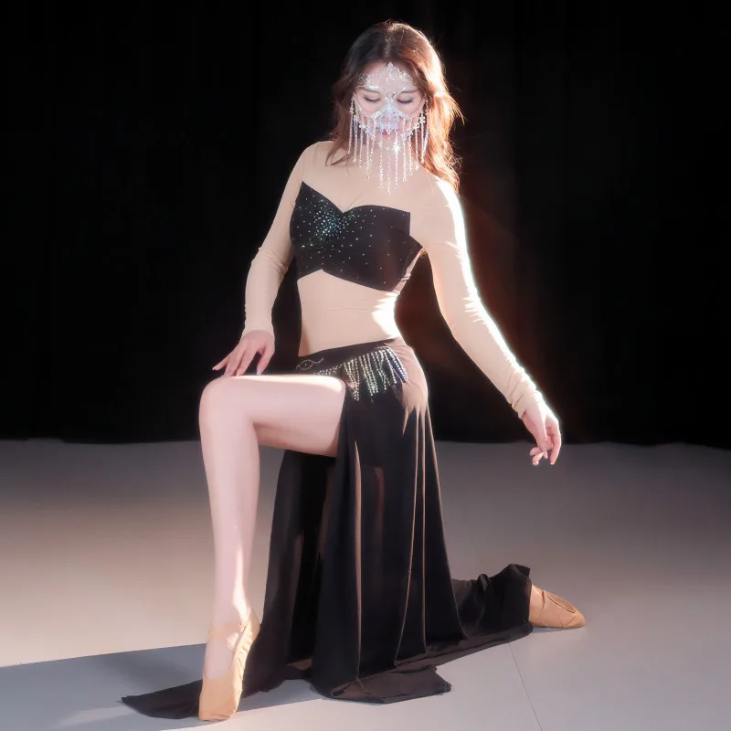 Costumi di danza del ventre personalizzati Dongfang Dance Design originale Orologio con nappa in rete sexy Set di costumi da spettacolo abbigliamento da ballo esotico