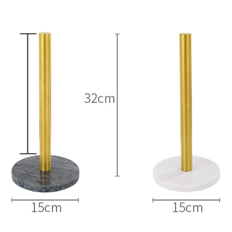 

NEW-Nordic Retro Style Natural Marble Gold-Plated Kitchen Paper Towel Holder Roll Holder Desktop Jewelry Storage Shelf