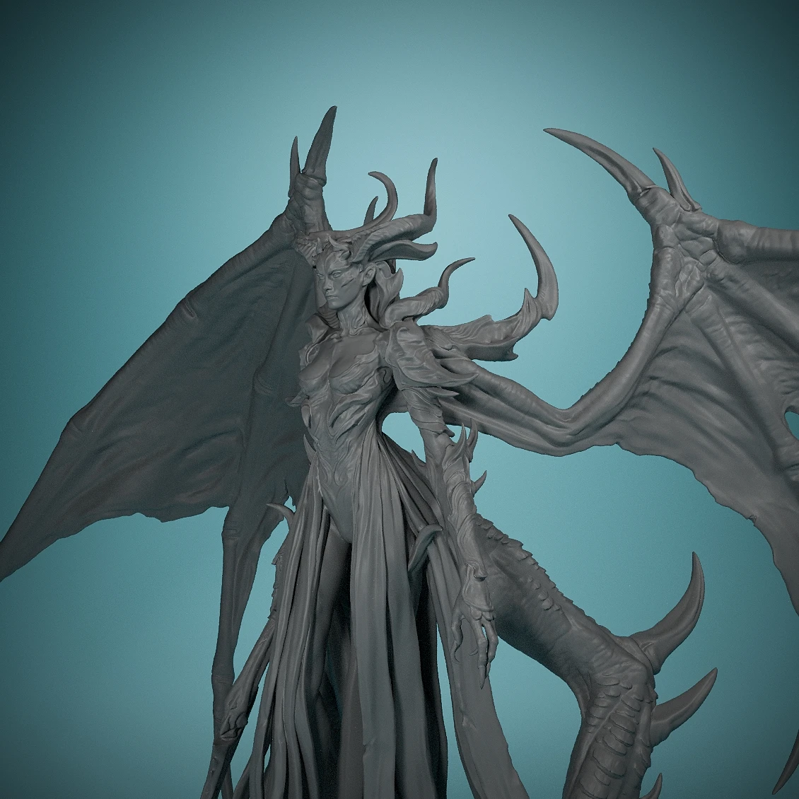 DemonQueen - Resin 3D Miniatures - For Tabletop Tactical Gaming Roleplaying - Game Room Dress Up - Hand Painted Models