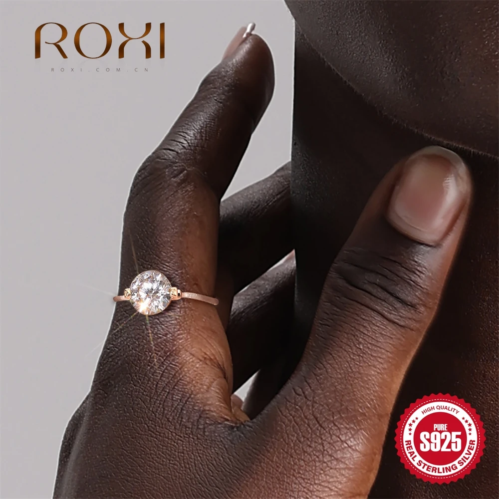 

ROXI 925 Sterling Silver Classic Luxurious Zircon Studded Fishing Line Ring For Woman High Quality Daily Engagement Jewelry
