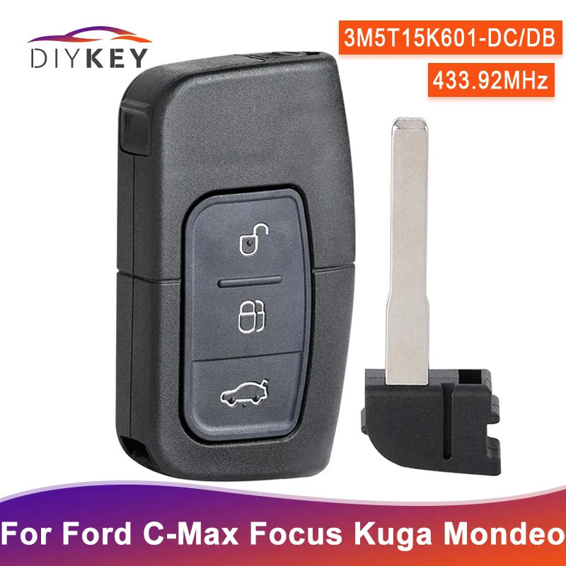 DIYKEY 3 Buttons 3M5T15K601-DC/DB For Ford C-Max Focus Kuga MK2 Mondeo Galaxy 2007 2008 2009 2010 Keyless Entry Key 433.92MHz