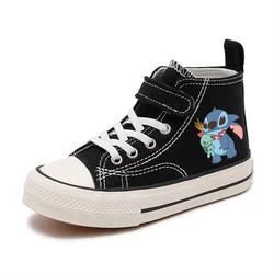 Print Boys Tennis Shoes Canvas Kid Girls Sport kawaii Lilo Stitch  Girl High-top  Disney Casual  Children  Cartoon comfort Shoes