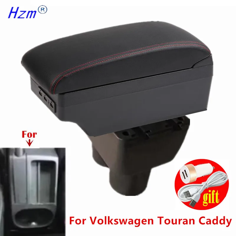 Auto-Armlehnenbox für Volkswagen VW Touran Caddy Zentrale Aufbewahrungsbox USB-Anschluss Innenraum-Spezialzubehör Nachrüstung Auto-Zubehör